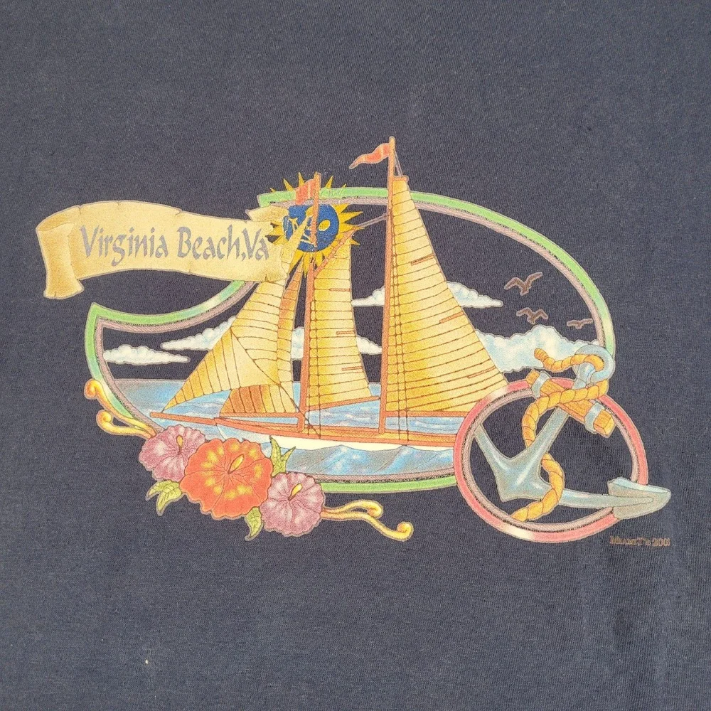 Virginia Beach VA‎ Hanes Beefy-T Graphic Print T-Shirt Men's Adult 2XL